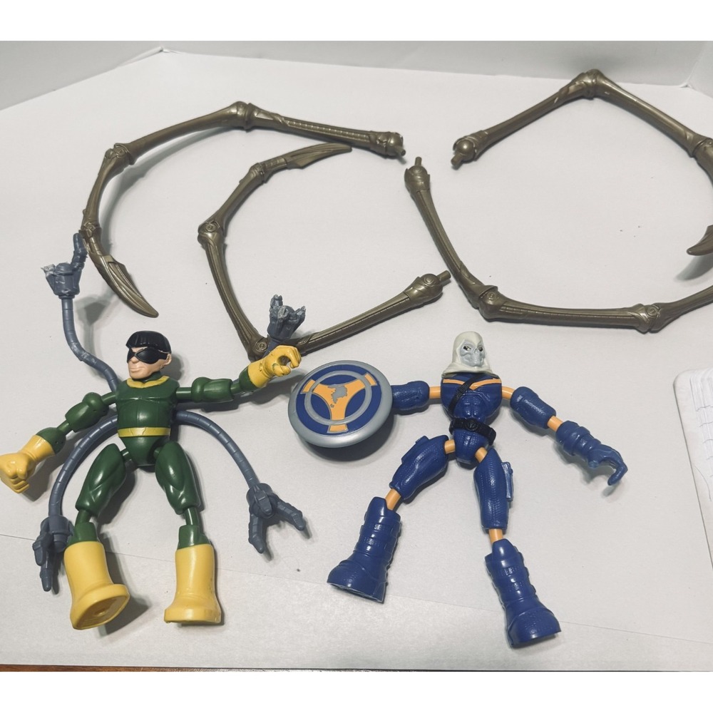 Marvel Spider-Man Doc Ock & Taskmaster Bend and Flex Action Figure Lot Bonus
